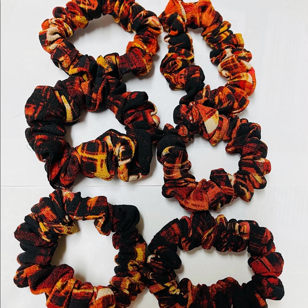 6 pcs skinny chiffon scrunchies